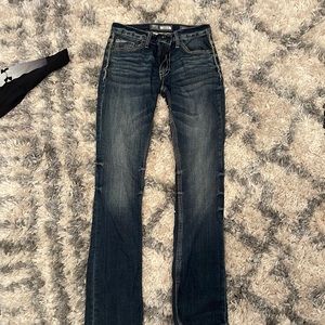 Buckle straight leg jeans